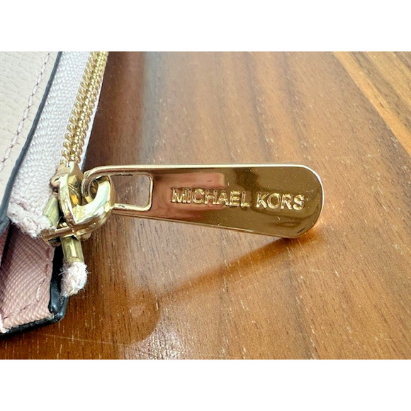 Michael Kors Jet Set Travel Continental Leather Wallet Blush Pink Zip Around MK - Picture 8 of 16